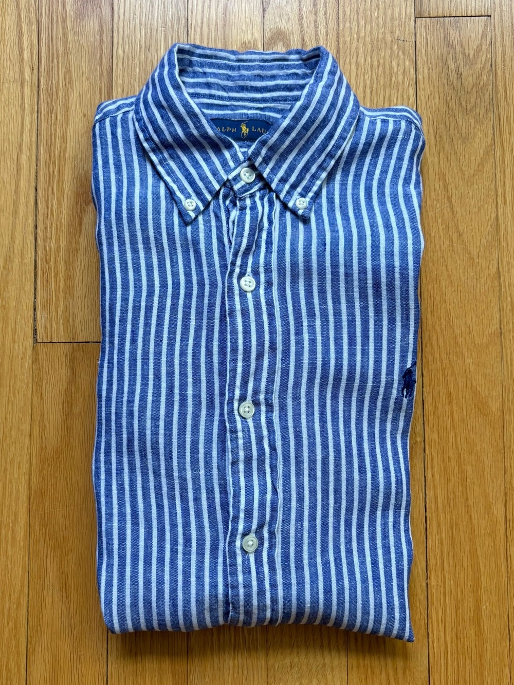 Polo Ralph Lauren Men’s Long Sleeve Shirt 100% Linen Regular Fit Medium Blue